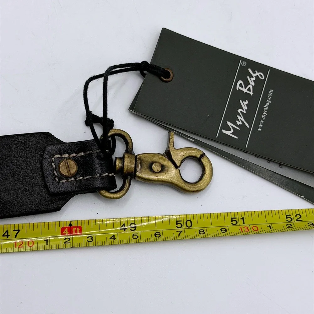 Myra Bag Floral Tooled Leather Handbag/Purse Strap Turquoise Whipstitch Black - Picture 8 of 8